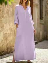 Simple solid color irregular dress